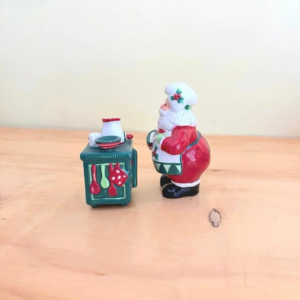 Vtg Fitz and Floyd SANTA's KITCHEN Salt & Pepper Shakers Hand-Painted Figurine